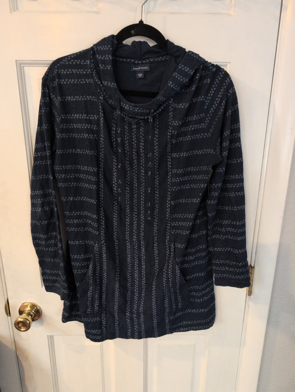 Pure Jill | Indigo Blue Tunic Sweater with Hood | XS